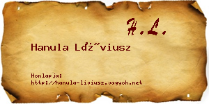 Hanula Líviusz névjegykártya